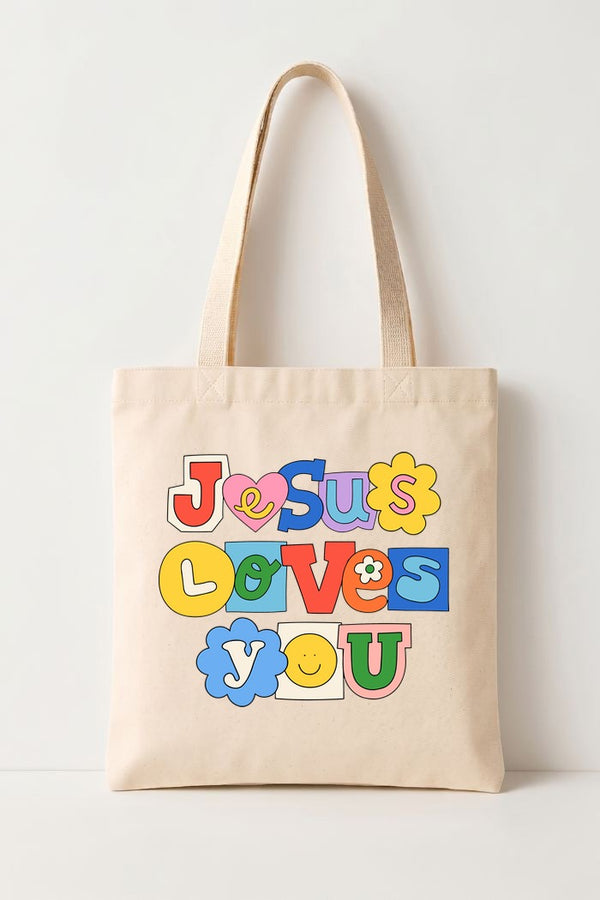 Ecobag Cristã em Algodão Cru | 140 Jesus Loves You