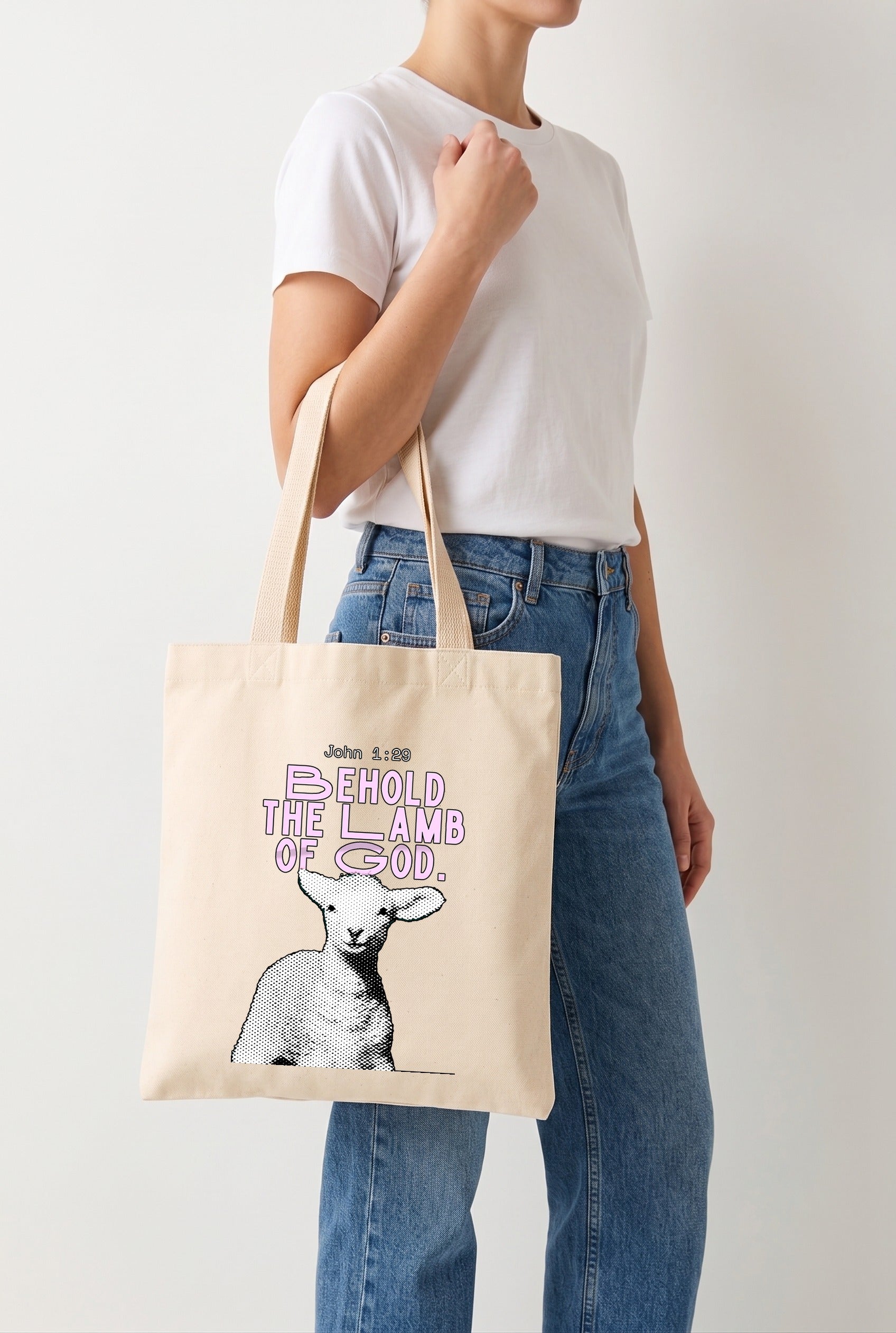 Ecobag Cristã em Algodão Cru | 20 Behold The Lamb Of God