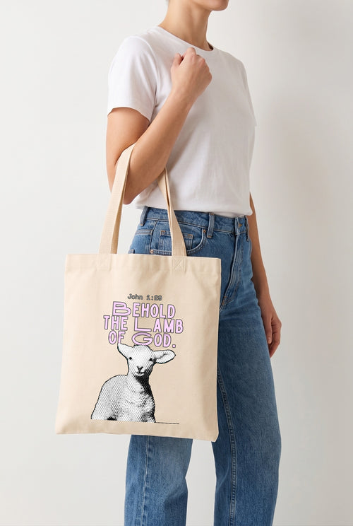 Ecobag Cristã em Algodão Cru | 20 Behold The Lamb Of God