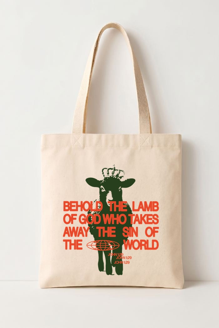 Ecobag Cristã em Algodão Cru | 230 The Lamb Of God