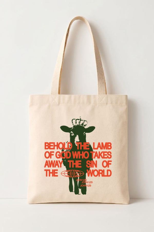 Ecobag Cristã em Algodão Cru | 230 The Lamb Of God