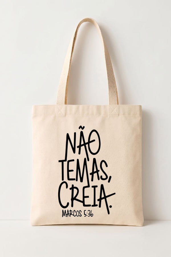 Ecobag Cristã em Algodão Cru | Não Temas!