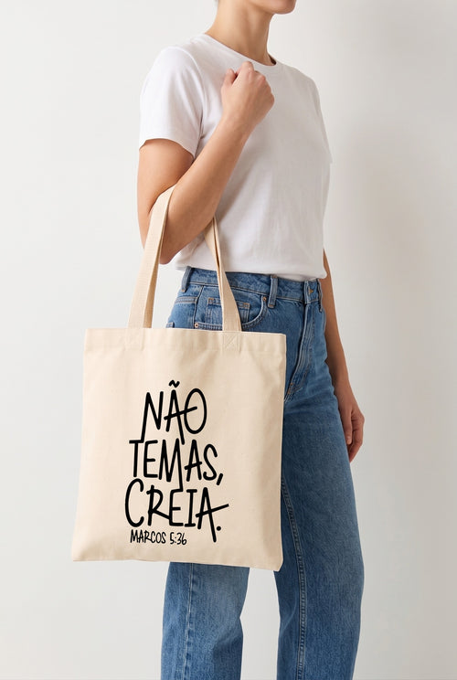 Ecobag Cristã em Algodão Cru | Não Temas!