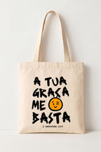 Ecobag Cristã em Algodão Cru | 3 A Tua Graça Me Basta